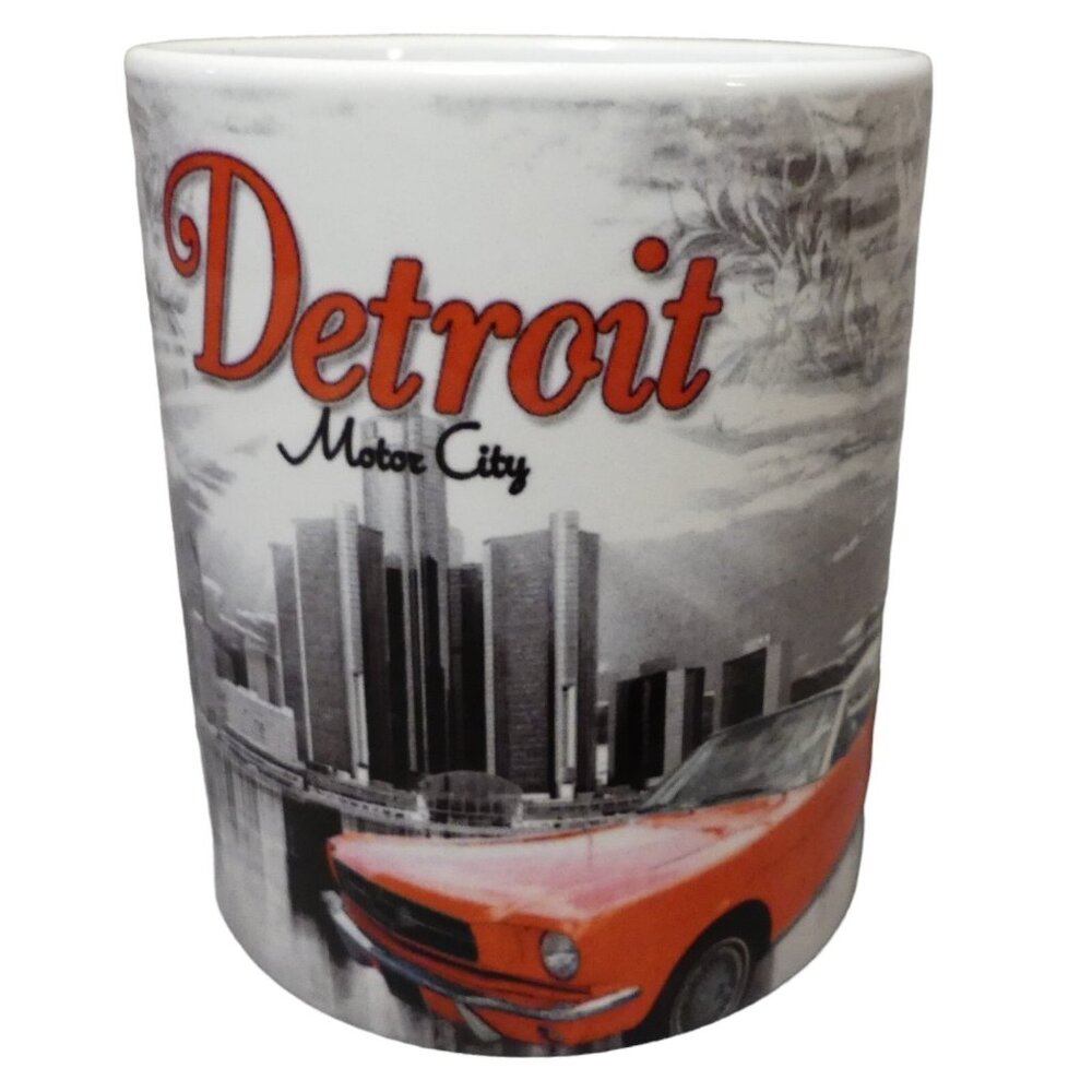 Detroit Motor City Classic Red Ford Mustang Car Mug Teacup Stoneware Orca
